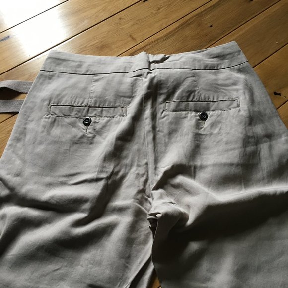 Sand Coloured Tie Waist Pleated Trousers - Picture 15 of 16